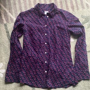 XS GAP button down navy arrow cotton top blouse